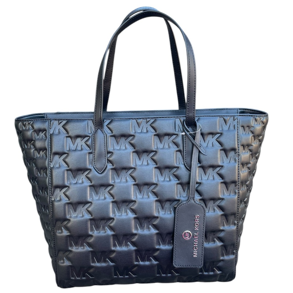 NWT Michael Kors Sinclair Logo Embossed Large Tote Black